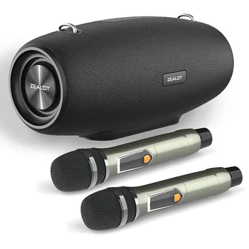 Портативна колона ZEALOT S67 с Две Безжични микрофони и пагон Поддържа TWS, AUX in, USB, ниски и високи честоти, за парти