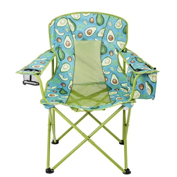 Походный стол Ozark Trail-от окото на големия размер, с охладител, Дизайн Авокадо, Зелен със синьо, Плажен стол за възрастни