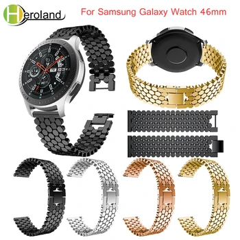 Преносимото смарт-тел от неръждаема стомана за Samsung Galaxy Watch, 46 мм каишка, гривна, каишка за часовник, черен, новост 2018, 22 мм, модерно китката