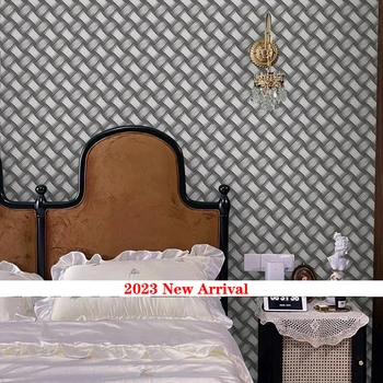 Ретро сиви ленени тапети, самозалепващи PVC Обичайната стикер за ремонт на спално бельо в хола, на фона на телевизор, контактна хартия, домашен декор