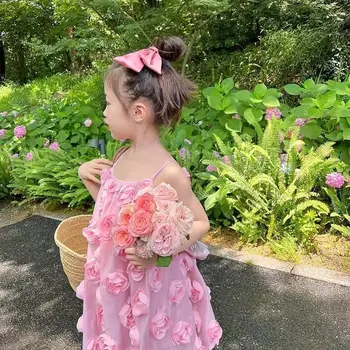 Рокля-жилетка с пола на спагети презрамки за момичета 2022, лятно ново детско сладка принцеса рокля, детско рокля супер феите