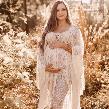 Рокля за бременни Don & Judy Boho за фотосесия, завързана реквизит за снимки на бременни, сексуална богемное рокля Макси дължина 2023