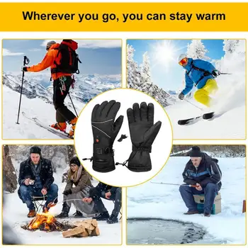 Ръкавици с електрически нагревател, ръкавици с електрически нагревател, за многократна употреба зимни топли леки велосипедни ръкавици за бягане, скално катерене, конна езда