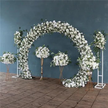 Сватбена декорация, цветя композиция от бели рози и хортензия, изкуствени цветя за коледно парти, декорация на арки на поръчка