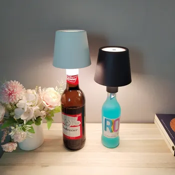 Светодиодна настолна лампа за бутилки вино RGB с регулируема яркост нощна лампа за ресторант, бар, осветление на атмосферата, украса на стаята, креативна настолна лампа