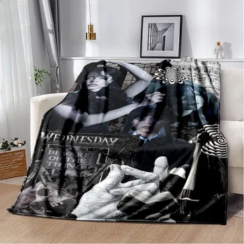 Семейно одеяло Wednesday Addams на Хелоуин, лесно и удобно, меко, дышащее, ултра топло одеяло, спално бельо, пътуване