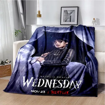 Семейно одеяло Wednesday Addams на Хелоуин, лесно и удобно, меко, дышащее, ултра топло одеяло, спално бельо, пътуване