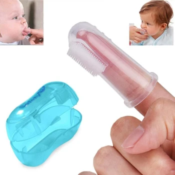 Силиконова четка за зъби с меки пръсти за почистване на устната кухина на бебето, хигиена на устната кухина, грижа за дете, детска четка за зъби