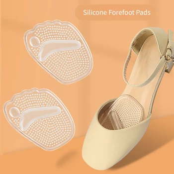 Силиконови стелки с частици, нескользящая възглавница за предната част на крака, дамски обувки, подложки за грижа за краката, сандали, меки гел подложки за крака на токчета