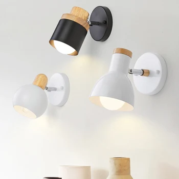 Скандинавски дървен стенен лампа, творчески Регулируеми стенни лампи, led осветление за/трапезария/стая/балкон/спални/Нощни декоративни осветителни тела