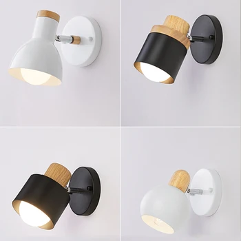 Скандинавски дървен стенен лампа, творчески Регулируеми стенни лампи, led осветление за/трапезария/стая/балкон/спални/Нощни декоративни осветителни тела