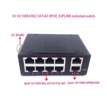 Стандартен протокол 802.3 AF/AT 48V POE OUT/48V poe комутатор 100 Mbps 8-port POE с 2-пристанищният възходяща линия на общуване / NVR