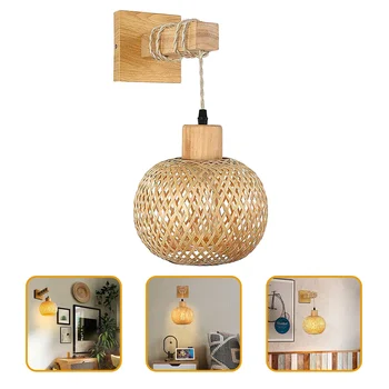 Стенни лампи за помещения монтиране на осветление селска къща на селски лампа за баня от бамбук, wooden