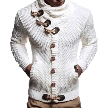 Стилен мъжки пуловер с дълъг ръкав градинска облекло Супер мек вязаный пуловер с висока яка Жилетка пуловер
