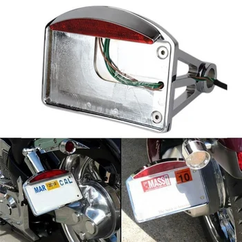 Странично монтиране на рамката регистрационен номер led скоба на задното фенер притежателя хромирани аксесоари за мотоциклети, подходящи за Harley Chopper Suzuki Yamaha