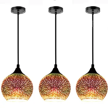 Съвременен творчески окачен лампа LED E27 Полилей от витражного 3D стъкло Окачен лампа за дневна Ресторант, магазин за дрехи, кафенета светлини