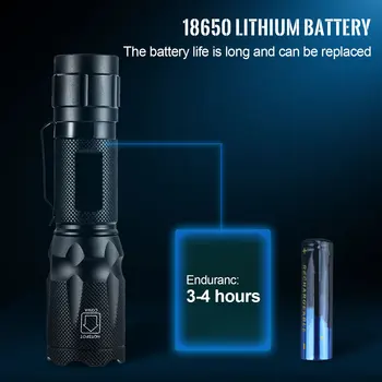 Тайният акумулаторна батерия led фенерче за самозащита, мощен фенер 18650, лилаво, здрав, 2 в 1, светлини Lanterna
