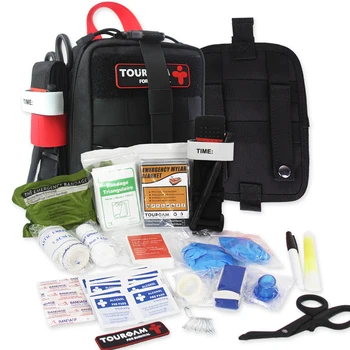 Травматологическая аптечка за първа помощ TOUROAM IFAK (Напълно Обслужван), Малка Тактическа чанта спешна Медицинска помощ, Колан за контрол на кървене за Повишаването на цените на Военен лагер