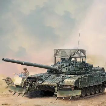Тромпетист 09609 Руският танк Т-72Б1 в мащаб 1/35 комплект с модели тральщика КМТ-6 и да огради