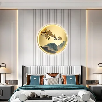 Украса на входа Стенни лампи Модерна всекидневна Моделиране на дивана Lamparas Мед новите китайски прикроватное тела за спалнята стенни осветителни тела