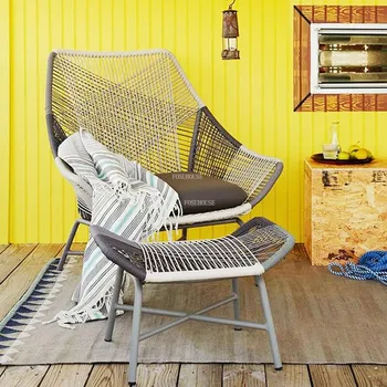 Улични столове на балкона в скандинавски стил, ротанговое стол за отдих във вътрешния двор, минималистичное модерна плажна стол с облегалка, градинска мебел