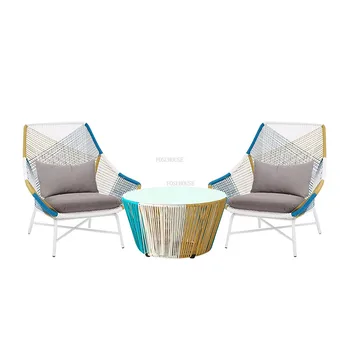 Улични столове на балкона в скандинавски стил, ротанговое стол за отдих във вътрешния двор, минималистичное модерна плажна стол с облегалка, градинска мебел