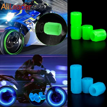Универсални светещи капачки за вентили на гуми за автомобили, мотоциклети, велосипеди, декор протези, клапи, флуоресцентни нощни светещи капачки за въздуха в гумите на кутията
