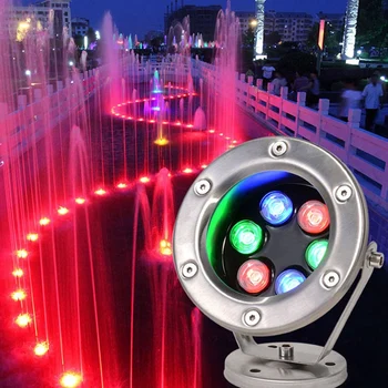 Фонтан от неръждаема стомана led регулируем ъгъл IP68 AC 12V RGB многоцветен фонтан за плуване прожектор, лампа за басейн