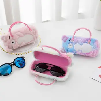 Цветна кутия за съхранение на слънчеви очила Калъф за очила с плюшен мечок, който предпазва от натиск, многофункционална защитна кутия за подаръци