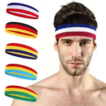 Цветните спортни ленти, еластичен футболни ленти за коса, ленти за йога, тенис, пот, бягане, впитывающий памук Gy F8F1