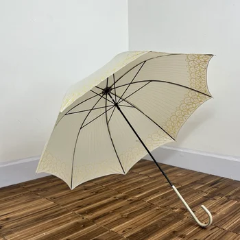 Чадър Academy Superzings, бял елегантен силен женски чадър с дълга дръжка, за самозащита, за фотография, слънцезащитен крем, Парагвай, дъждобран