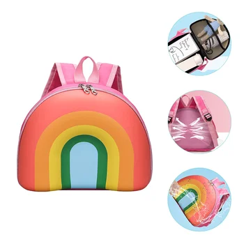 Чанта-раница, училищна чанта, чанта за книги в детската градина, за деца от предучилищна възраст за начално училище, с преливащи се цветове пътни плюшена чанта за момичета, детски грим
