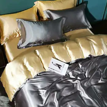 Чиста сатен двойно чаршаф, комплект покрива възглавница, благородна копринена домашна легло, в единични и двойни комплекти спално бельо Decro за дома