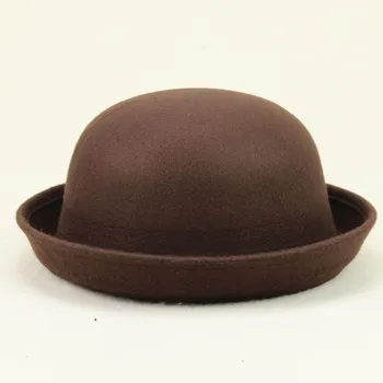Шапка-бомбе за възрастни и деца, шапка с плосък покрив, однотонная джаз шапка от изкуствена вълна с широка периферия, дамски елегантна кръгла шапка, дамска шапка за всеки ден