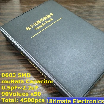0603 Япония muRata SMD Книга проби кондензатори Асорти Комплект 90valuesx50pcs = 4500pcs (от 0,5 pf до 2,2 icf)