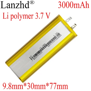 1-12 бр 3,7 В литиево-йонна батерия Li Po полимерна батерия За стипендия, заполняющий водомер, лампа директен 3000 mah 9,8*30*77 мм