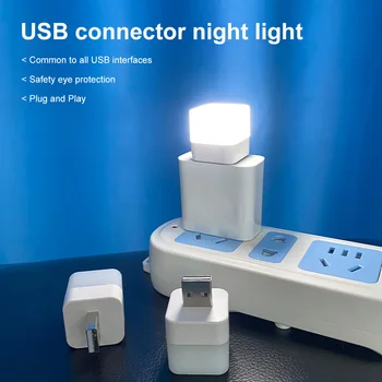 1 бр. USB съединители мини led лампа нощна светлина Power Bank зареждане на USB книгата тела лека нощ малка квадратна лампа за четене защита на очите
