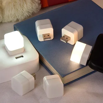 1 бр. USB съединители мини led лампа нощна светлина Power Bank зареждане на USB книгата тела лека нощ малка квадратна лампа за четене защита на очите