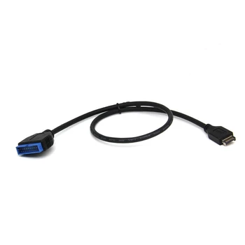 1 бр. кабел адаптер за USB Type 3.1-E от щепсела до штекеру IDC20P 20Pin удължител за дънната платка на компютъра Черна пластмаса