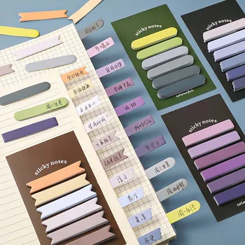1 бр. цветни указателни стикери наклон цвят, самозалепващи стикери за бележки, дневник, етикет за разделите, офис-канцеларски материали, ученически пособия