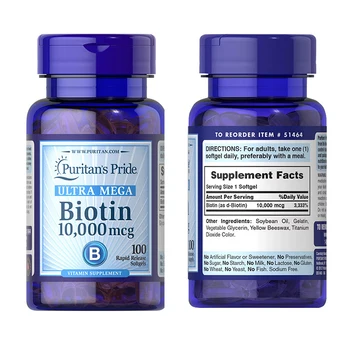 1 Бутилка от 100 таблетки биотин 10000mcg Витамин H Мека капсула предотвратяване на преливане на липиди косопад Здравословно хранене