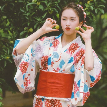 100% Памук, женски японското кимоно, лятна рокля с флорални принтом, дишаща халат, cosplay, костюм, рокля за фотография