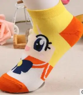 100 чифта/лот, памучни чорапи със собствени анимационни герои, всеки ден на пролетта и есента сладки къси чорапи 6 цвята