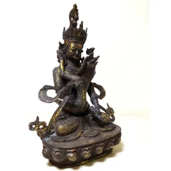 11-инчов 30-см будистка бронзов/позлатена статуя на Буда Щастлив Ваджра Мандкешвара Яб-Дупки