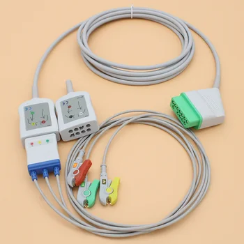 12P Nihon Kohden ECG ЕКГ с 3 заключения на основните кабел и подводящего тел за BSM-2301,2353,5100, многопараметрического прикроватного монитор, AHA / IEC.