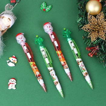 2 елемента Загорающаяся коледна химикалка писалка 0,5 мм синьо мастило Дядо Коледа led светлини писалка за писане Детски подарък за парти