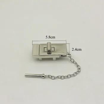 2 елемента Правоъгълна чанта 58x24 мм със завъртане на ключ, верига, катарами, копчета, закопчалки за чанти, бутон, кожена обков, смяна на аксесоари
