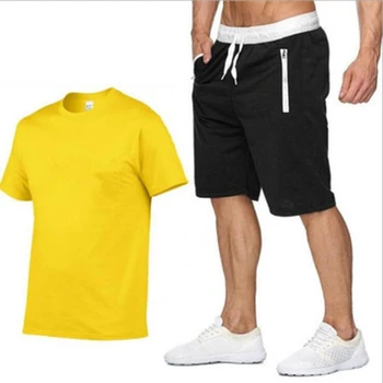 2022 Памук-коноп Лято 2021 комплект от две части, мъжка тениска с къс ръкав, съкратен топ LB3