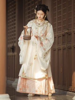 2023, Дамски дрехи Hanfu с висока яка и пролетта принтом, пролетно-летни дамски дрехи за сцената, китайското рокля hanfu за жени