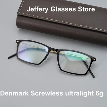 2023 Дания Безвинтовая квадратни рамки за очила на Мъже, жени свръхлеки 6 г Ацетат титан Оптични очила по рецепта Gafa 6544